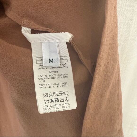 Agnona 100% Silk Tan Button-Up Blouse in Tan Sz Medium, NWT - Picture 8 of 12